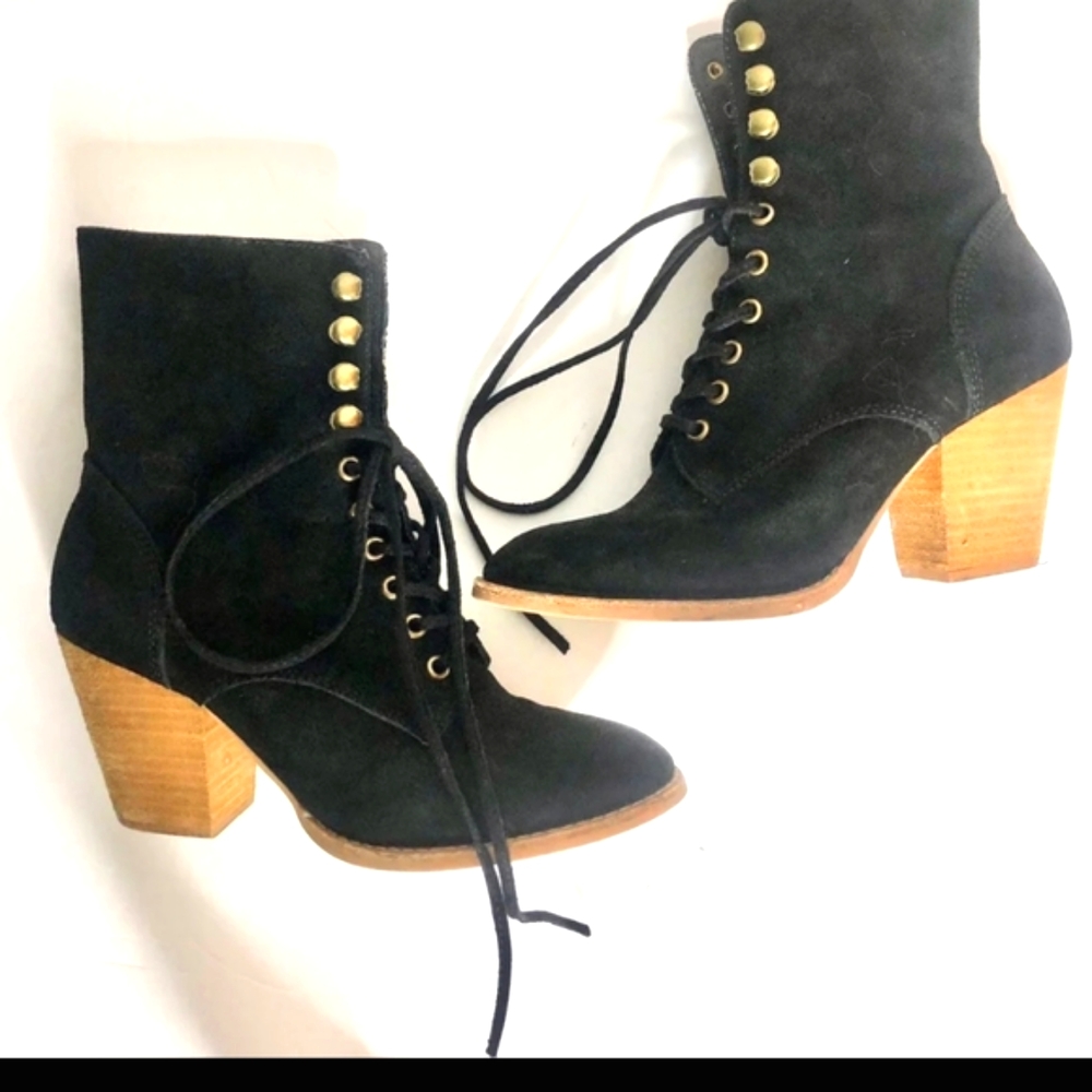Jeffrey Campbell suede lace up booties